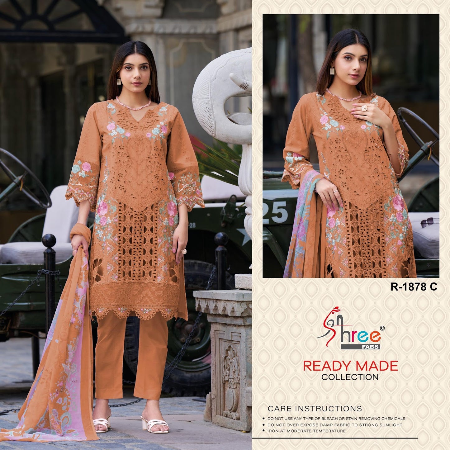 R 1878 Shree Fabs Cambric Cotton Pakistani Readymade Suits Manufacturer