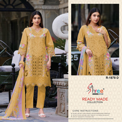 R 1878 Shree Fabs Cambric Cotton Pakistani Readymade Suits Manufacturer