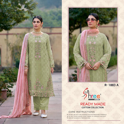 R 1883 Shree Fabs Cambric Cotton Pakistani Readymade Suits Exporter India