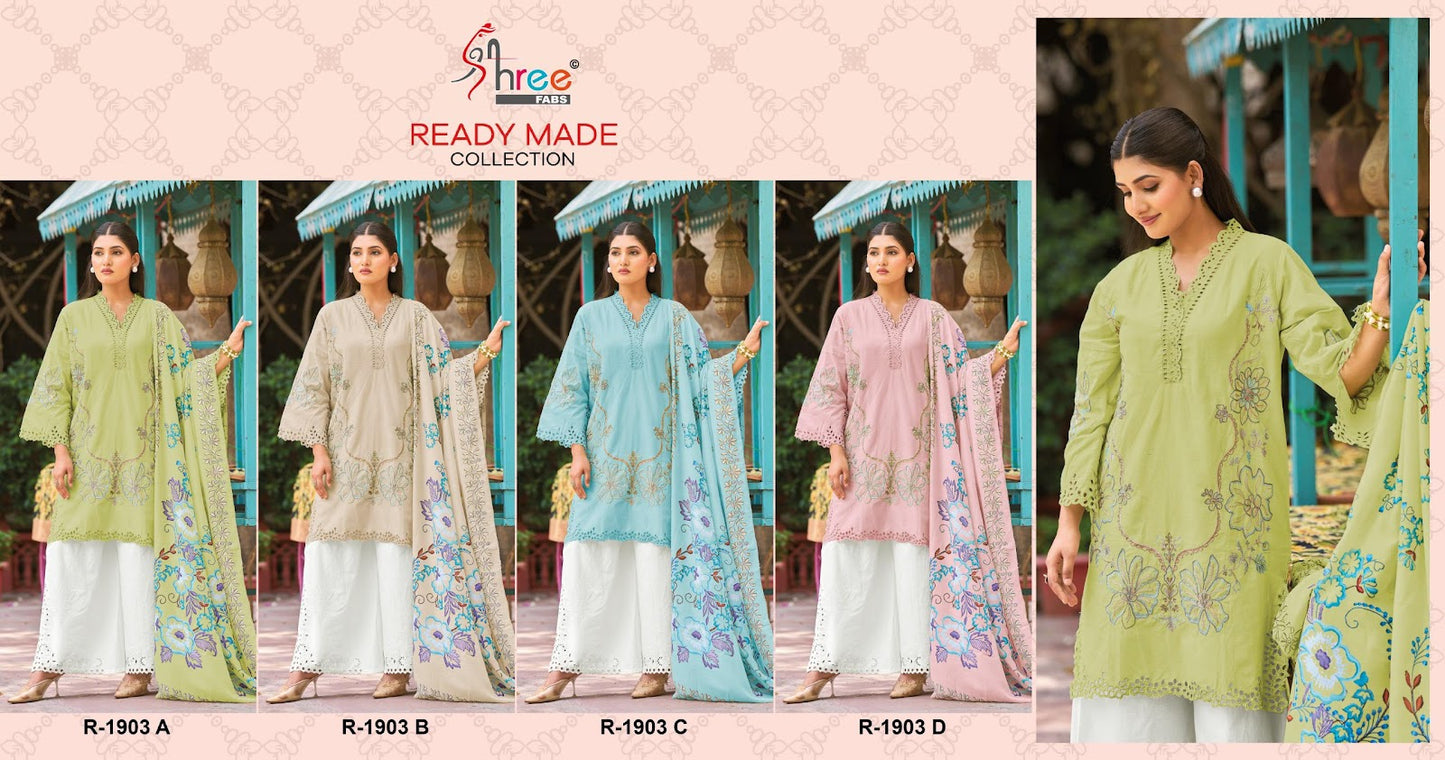 R 1903 Shree Fabs Cotton Lawn Pakistani Readymade Suits Supplier Ahmedabad