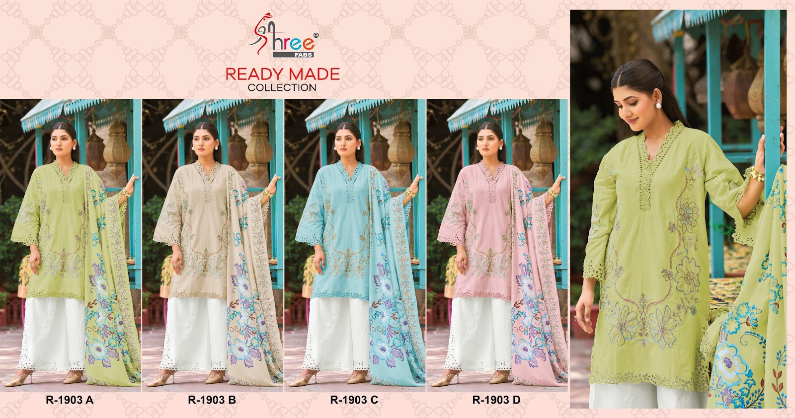 R 1903 Shree Fabs Cotton Lawn Pakistani Readymade Suits Supplier Ahmedabad