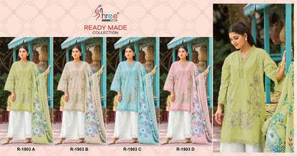 R 1903 Shree Fabs Cotton Lawn Pakistani Readymade Suits Supplier Ahmedabad