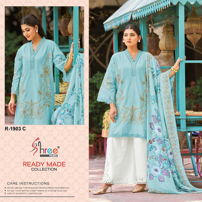 R 1903 Shree Fabs Cotton Lawn Pakistani Readymade Suits Supplier Ahmedabad