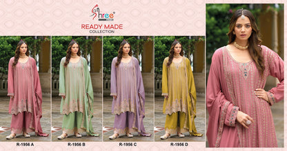 R 1956 Shree Fabs Chinon Pakistani Readymade Suits Exporter
