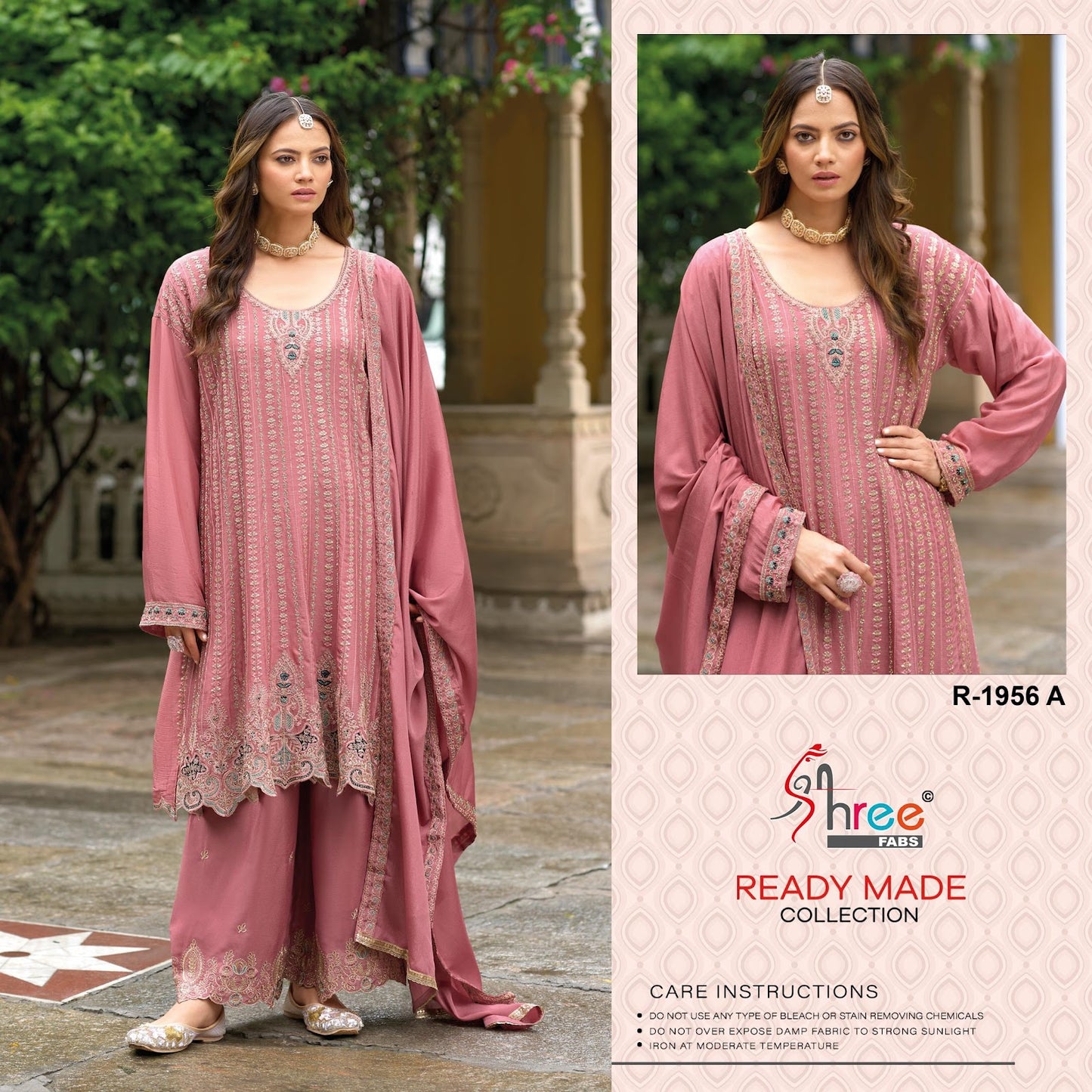 R 1956 Shree Fabs Chinon Pakistani Readymade Suits Exporter