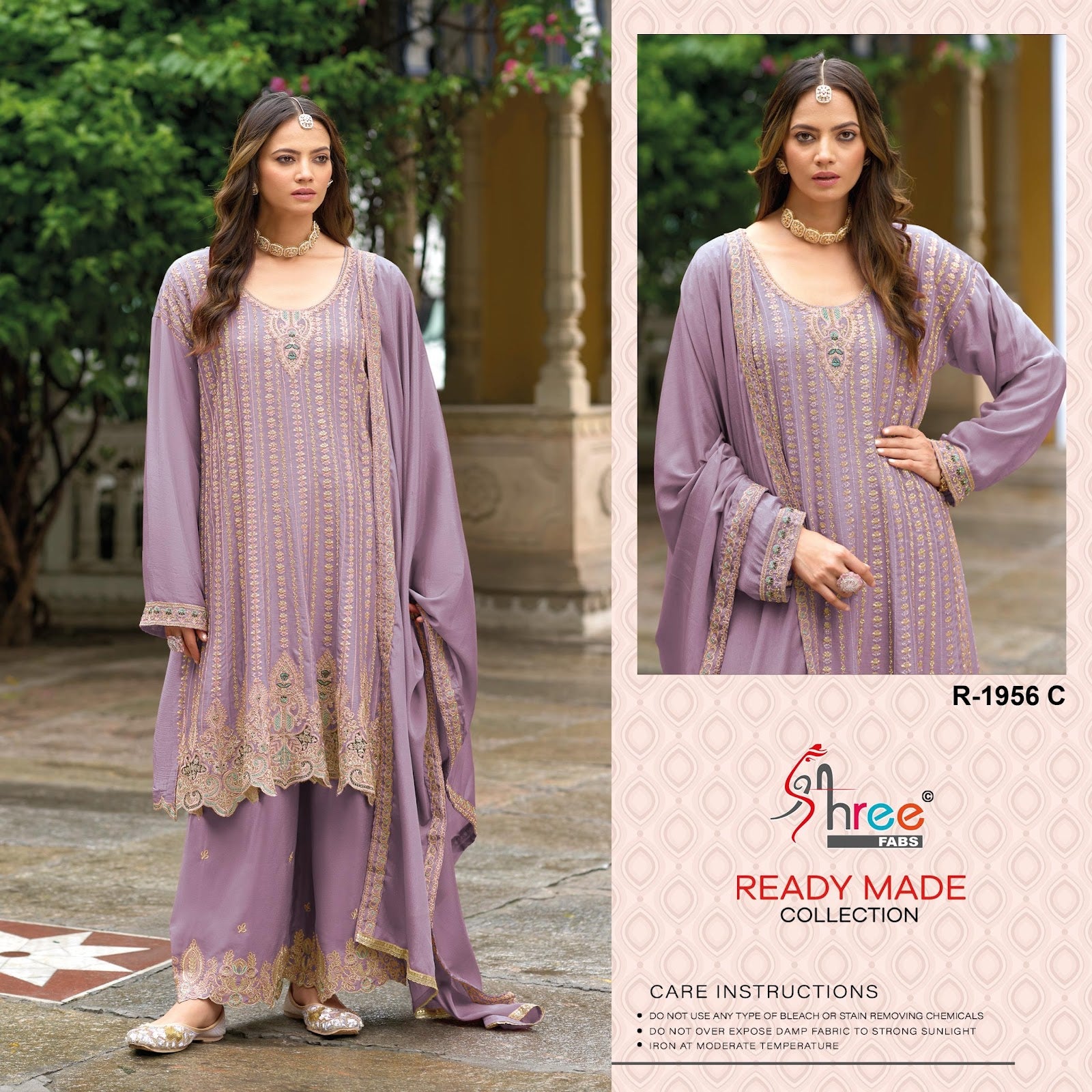 R 1956 Shree Fabs Chinon Pakistani Readymade Suits Exporter