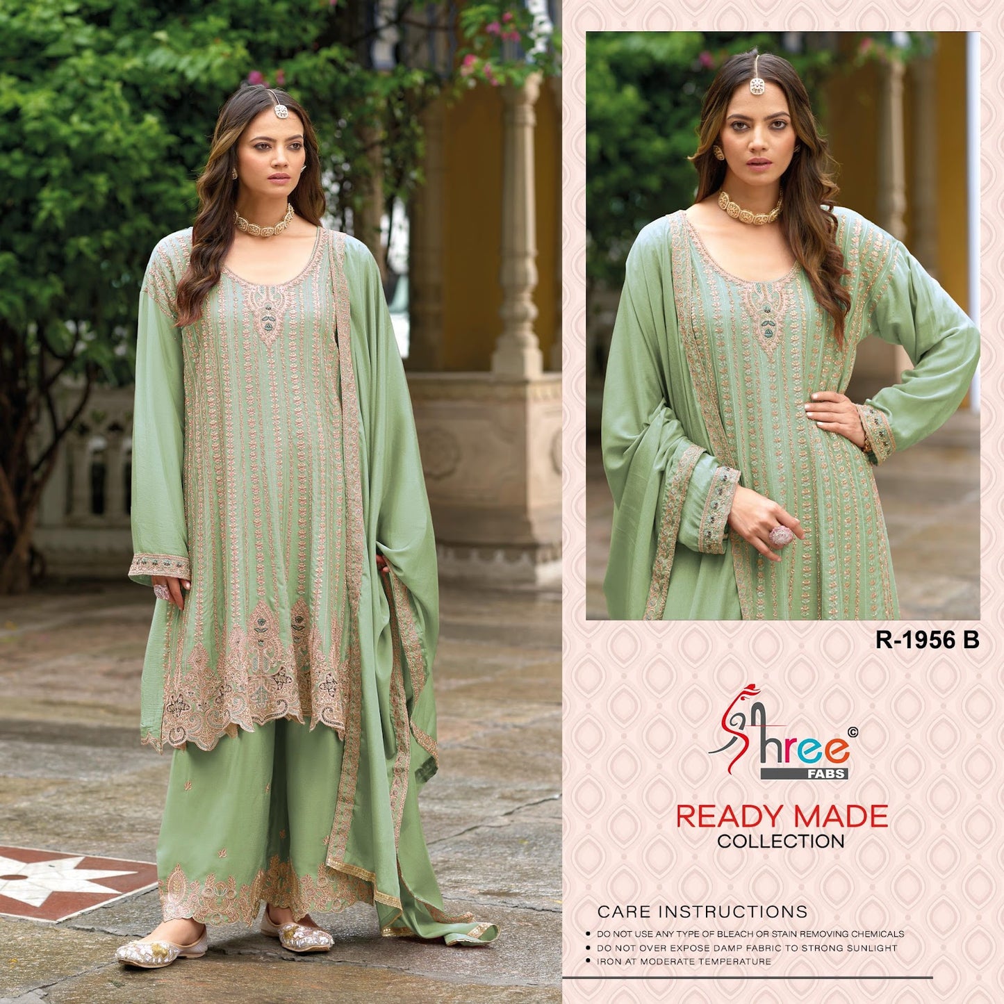 R 1956 Shree Fabs Chinon Pakistani Readymade Suits Exporter