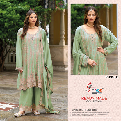 R 1956 Shree Fabs Chinon Pakistani Readymade Suits Exporter