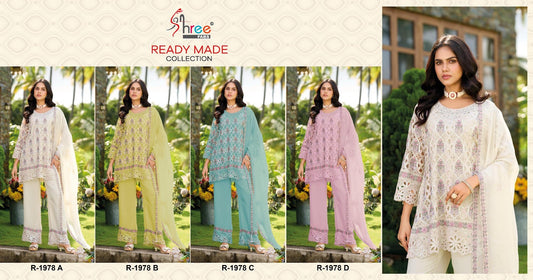 R 1978 Shree Fabs Chinon Pakistani Readymade Suits Supplier India