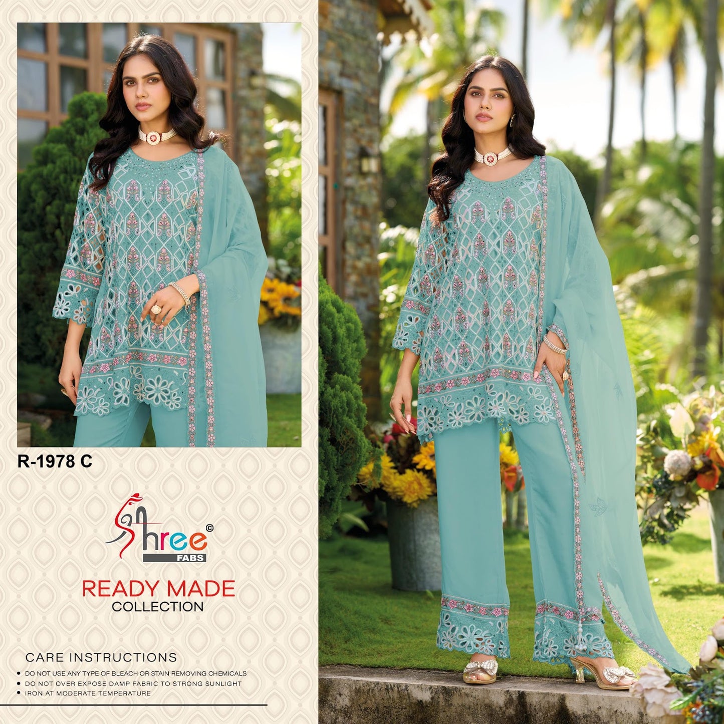 R 1978 Shree Fabs Chinon Pakistani Readymade Suits Supplier India