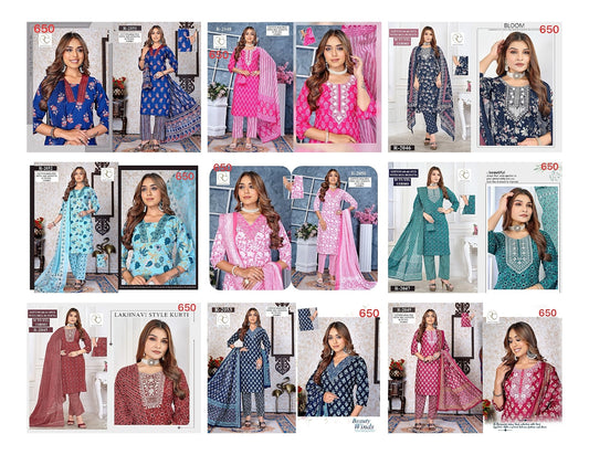 R 2045-2053 Ramdev Creation Readymade Cotton Pant Suits Exporter Gujarat