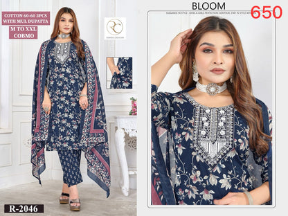 R 2045-2053 Ramdev Creation Readymade Cotton Pant Suits Exporter Gujarat