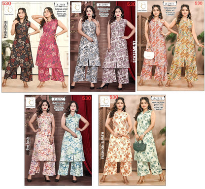R 2068-2072 Ramdev Creation Vetican Kurti Plazzo Set Wholesaler Gujarat