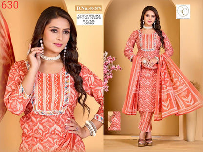 R 2073-2077 Ramdev Creation Readymade Cotton Pant Suits Wholesale