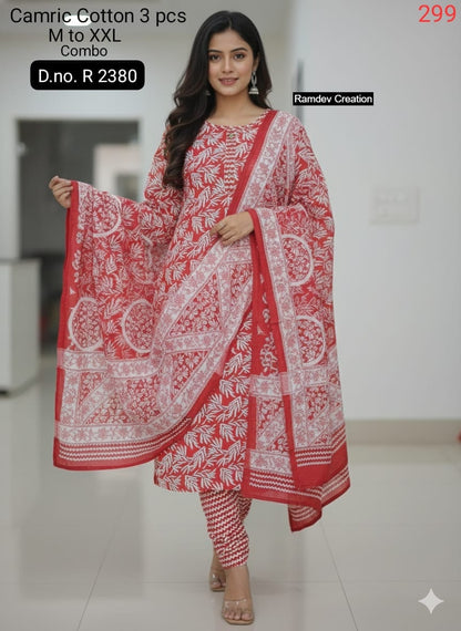 R 2375 To 2381 Ramdev Creation Cambric Readymade Cotton Pant Suits Wholesaler Ahmedabad