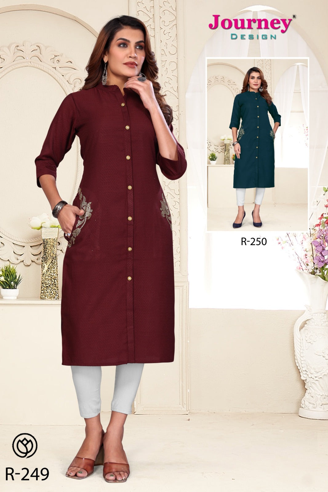 R 249-250 Journey Design Dobby A-Line Kurti Supplier
