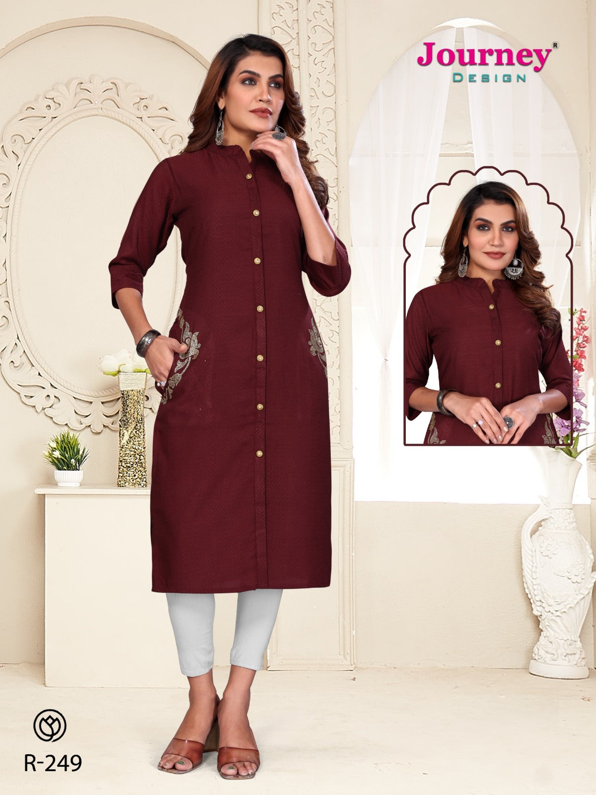 R 249-250 Journey Design Dobby A-Line Kurti Supplier