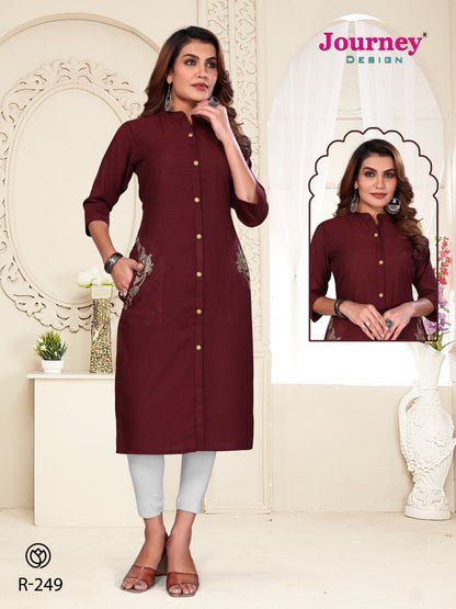 R 249-250 Journey Design Dobby A-Line Kurti Supplier