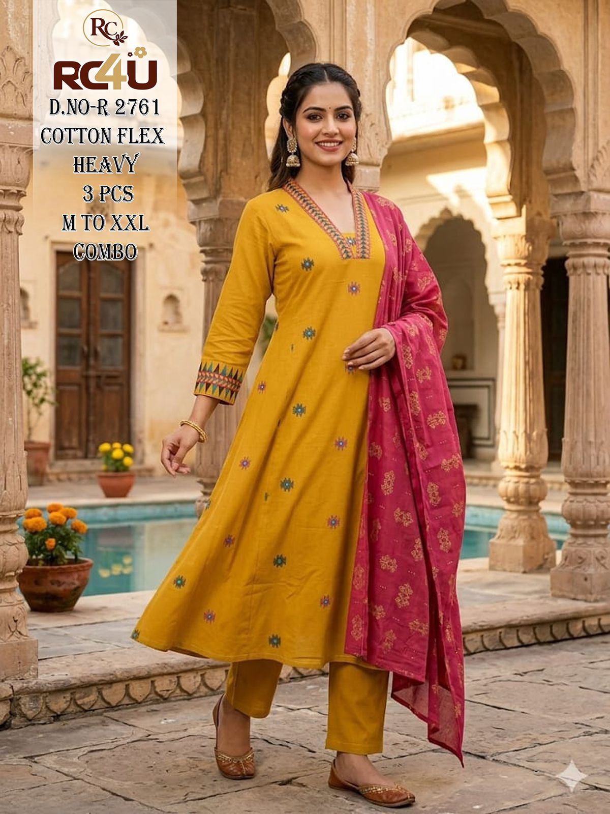 R 2760-2761 Ramdev Creation Cotton Readymade Anarkali Suits Manufacturer India