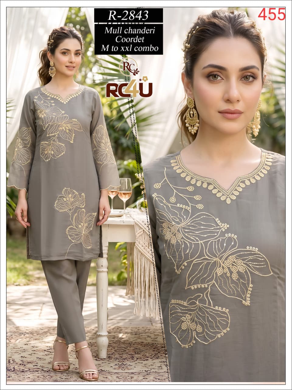 R 2843 Mul Chanderi Ramdev Creation Co Ord Set Wholesaler Ahmedabad