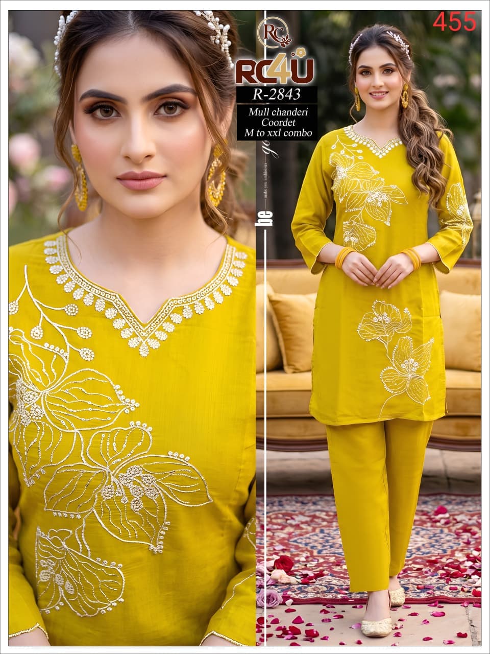 R 2843 Mul Chanderi Ramdev Creation Co Ord Set Wholesaler Ahmedabad