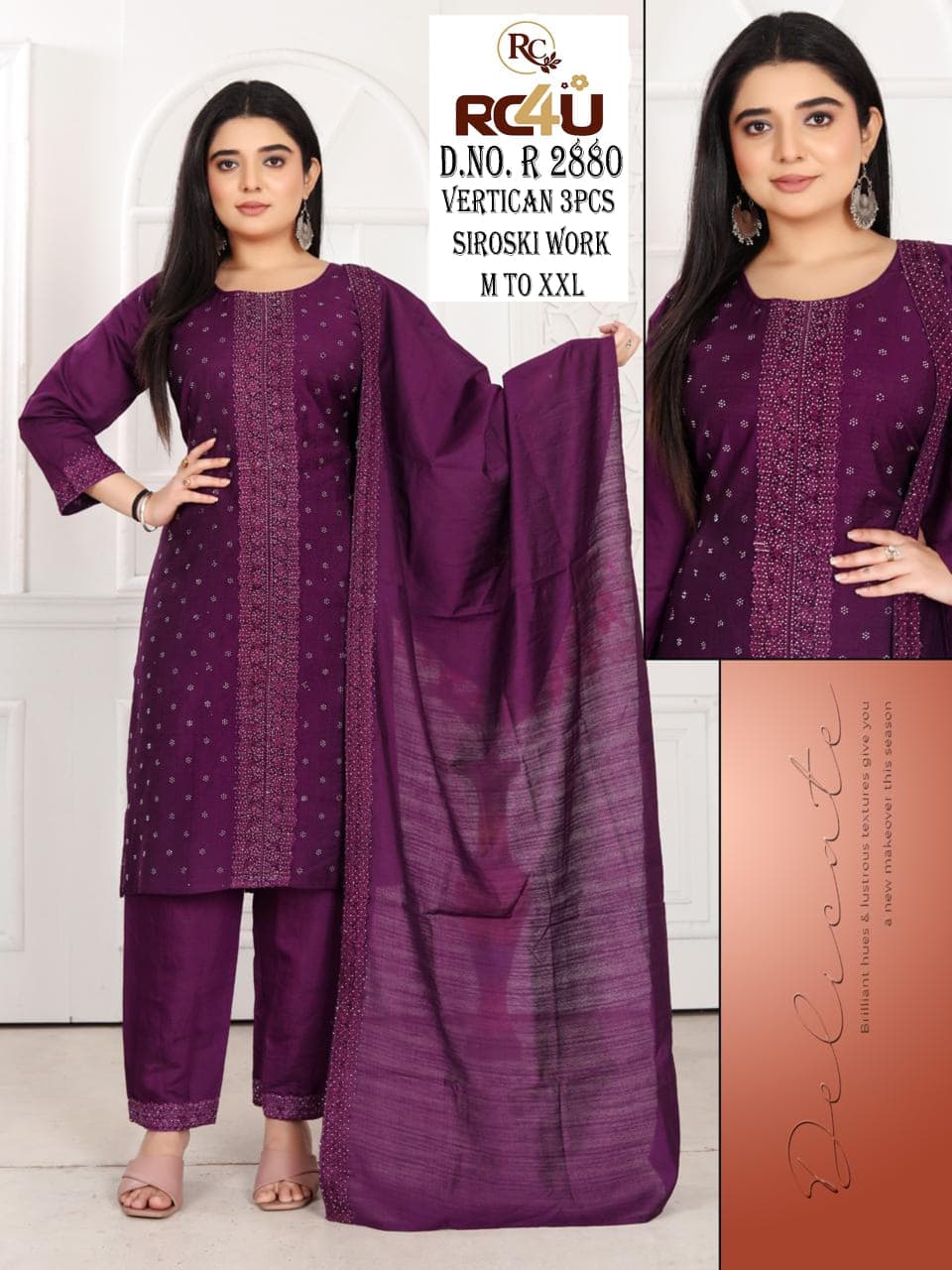 R 2878-2884 Ramdev Creation Vertican Readymade Pant Style Suits Exporter India
