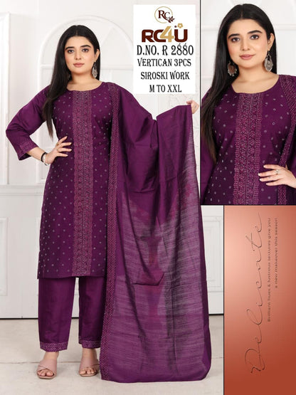 R 2878-2884 Ramdev Creation Vertican Readymade Pant Style Suits Exporter India