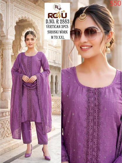 R 2878-2884 Ramdev Creation Vertican Readymade Pant Style Suits Exporter India