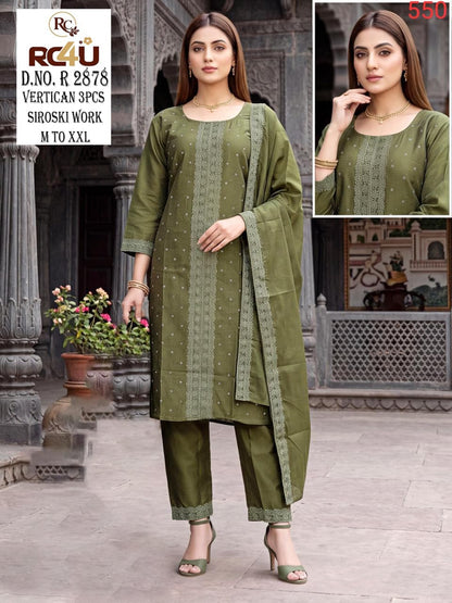 R 2878-2884 Ramdev Creation Vertican Readymade Pant Style Suits Exporter India