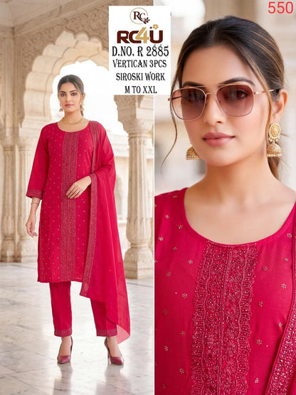 R 2878-2884 Ramdev Creation Vertican Readymade Pant Style Suits Exporter India