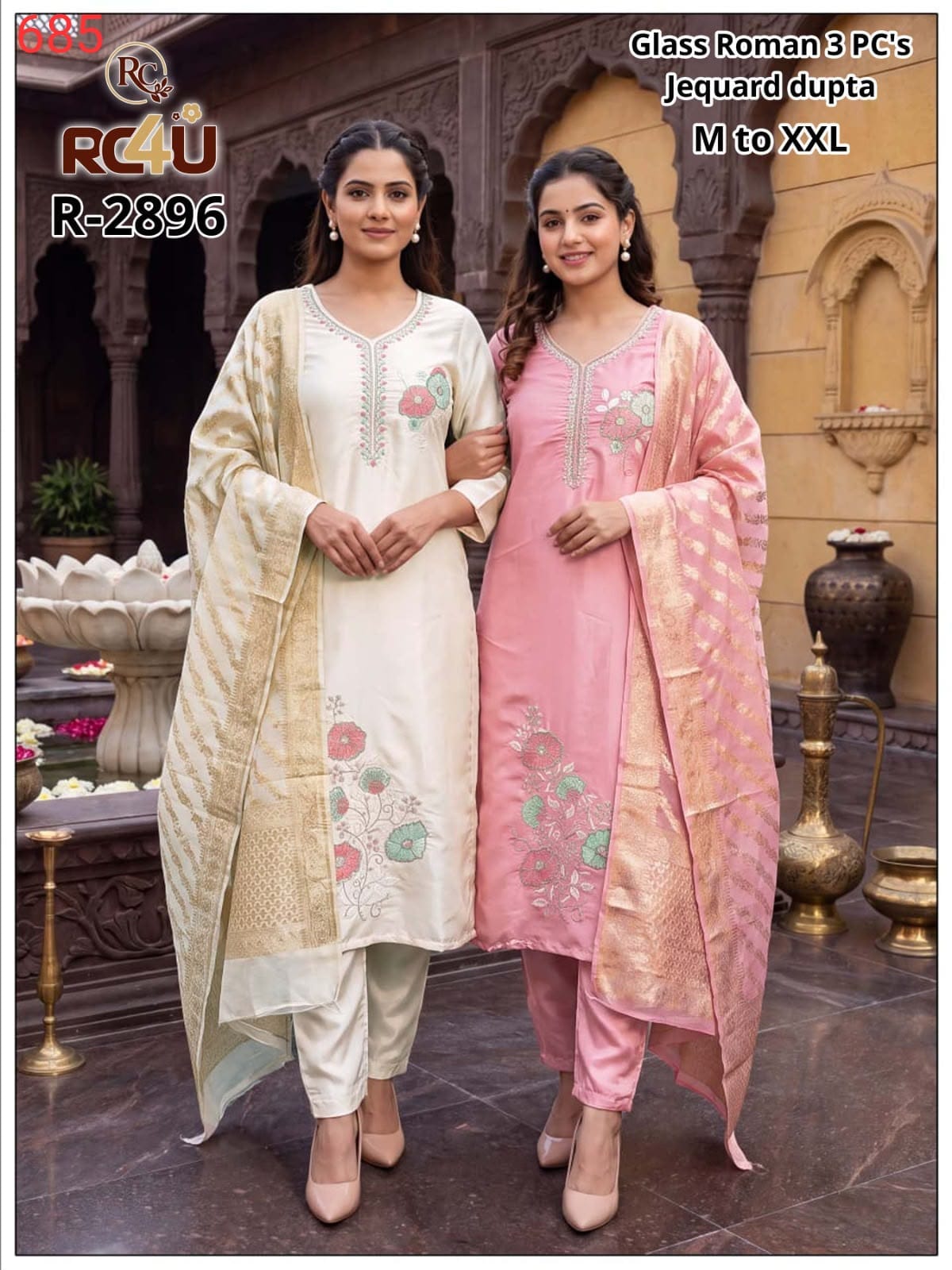 R 2896-2899 Ramdev Creation Roman Readymade Pant Style Suits Manufacturer India