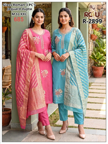 R 2896-2899 Ramdev Creation Roman Readymade Pant Style Suits Manufacturer India