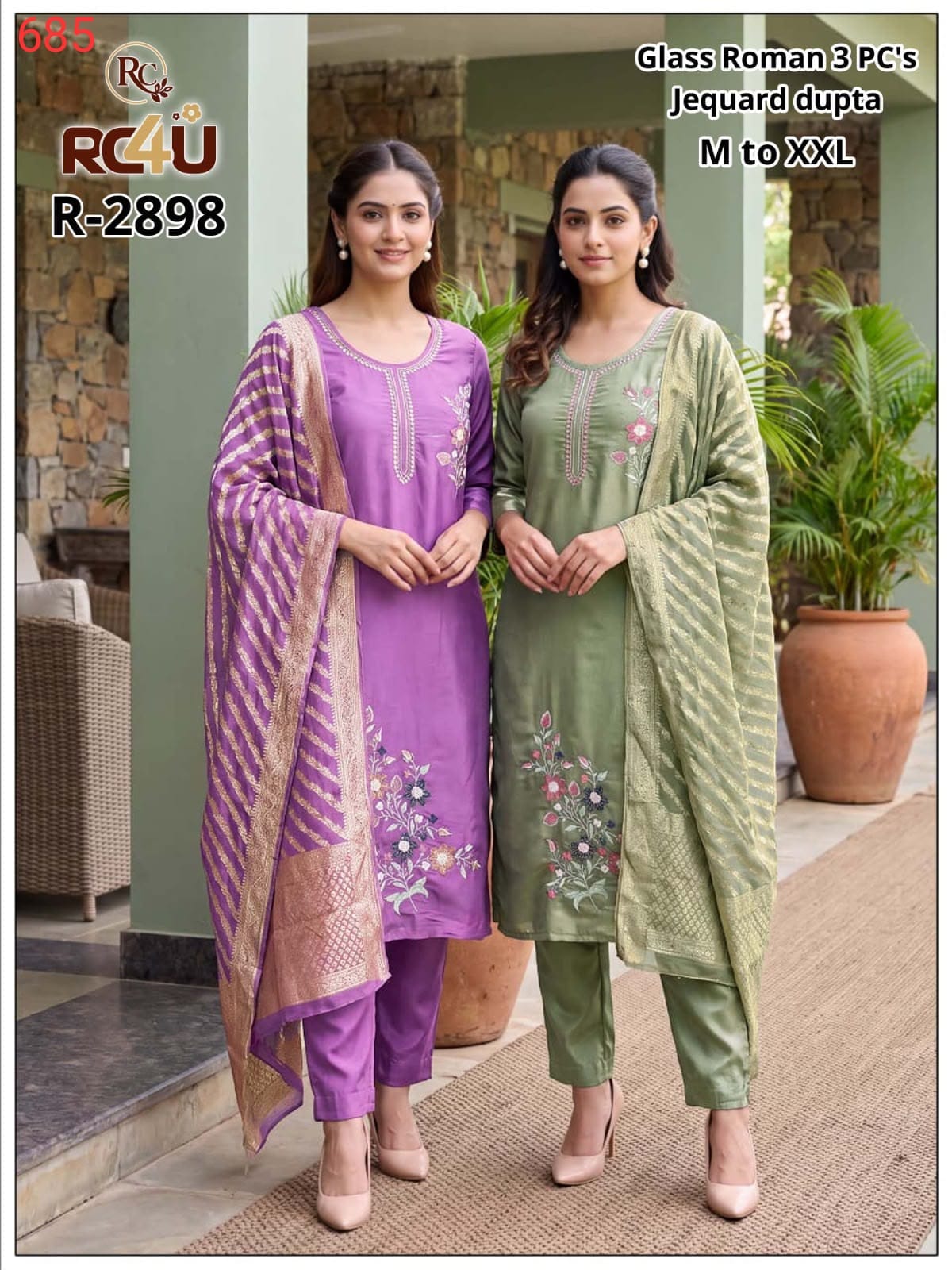 R 2896-2899 Ramdev Creation Roman Readymade Pant Style Suits Manufacturer India