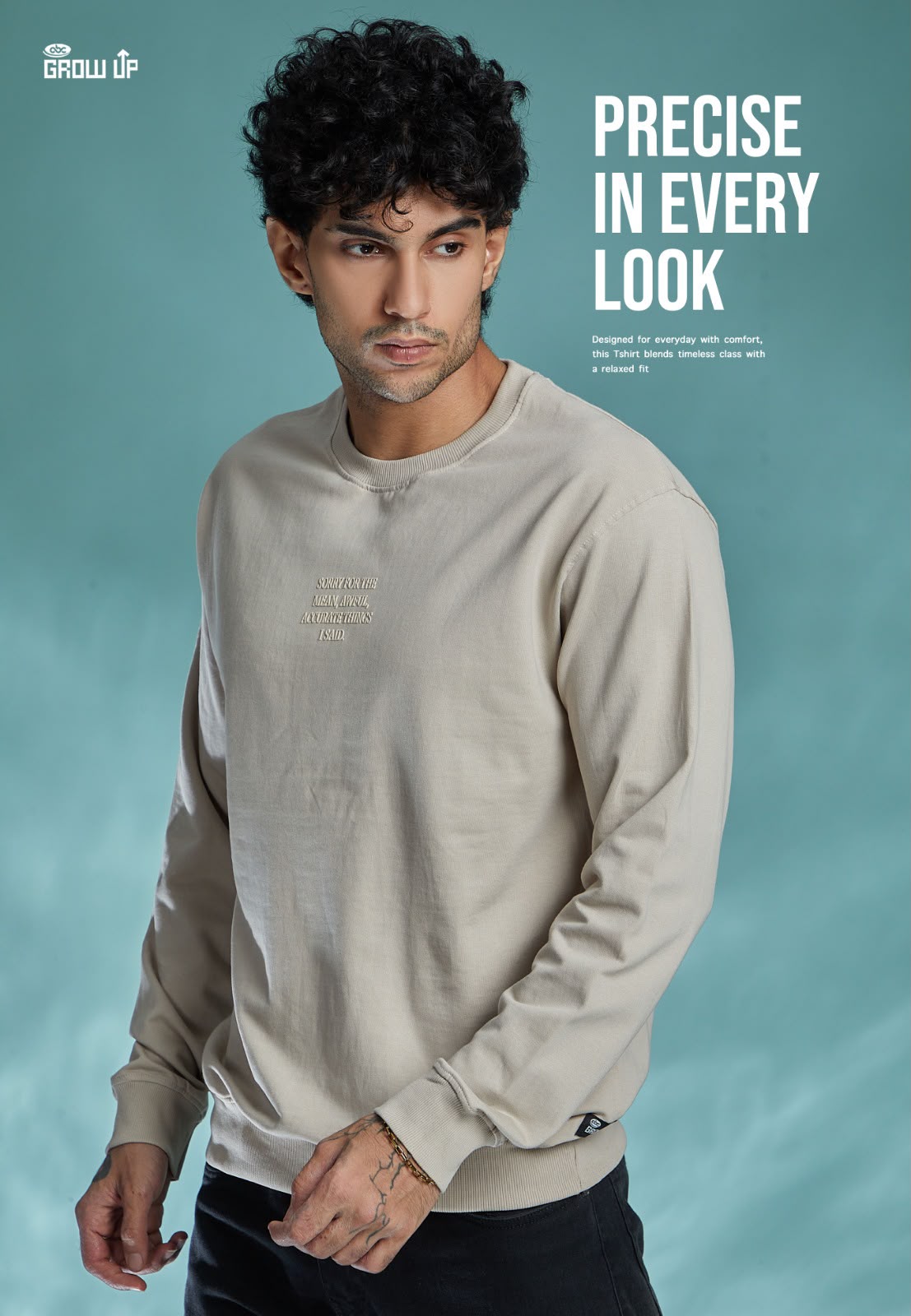 R 303 Full Sleeves Growup Cotton Looper Mens Tshirts Manufacturer Gujarat