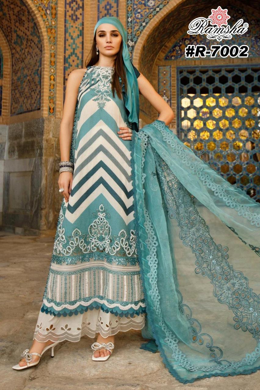 R 7001-7004 Ramsha Pakistani Patch Work Suits Wholesaler India