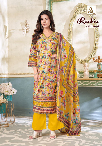 Raabia Edition 4 Alok Viscose Muslin Karachi Salwar Suits Manufacturer Gujarat
