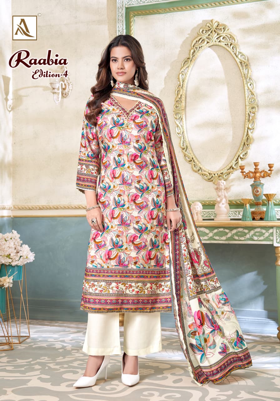 Raabia Edition 4 Alok Viscose Muslin Karachi Salwar Suits Manufacturer Gujarat