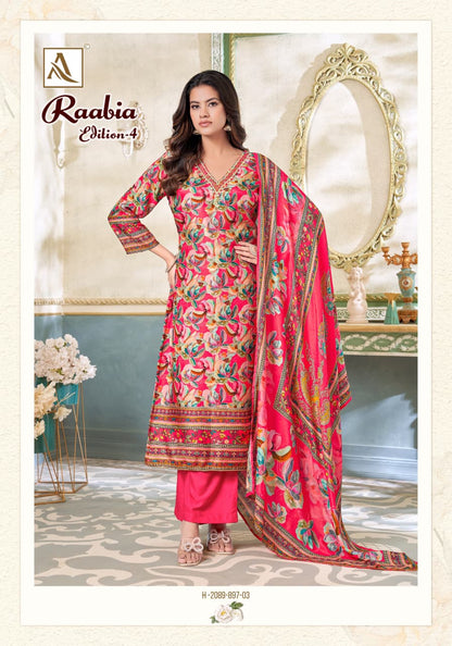 Raabia Edition 4 Alok Viscose Muslin Karachi Salwar Suits Manufacturer Gujarat