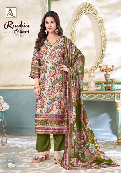 Raabia Edition 4 Alok Viscose Muslin Karachi Salwar Suits Manufacturer Gujarat