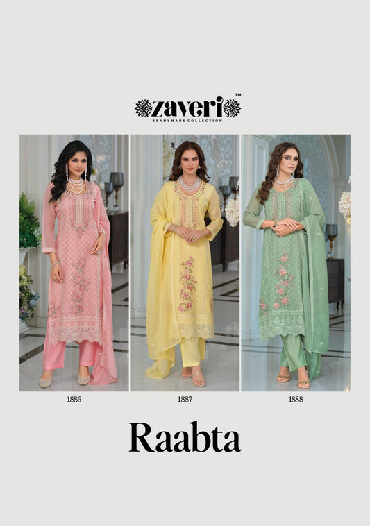 Raabta Zaveri Organza Readymade Pant Style Suits Exporter