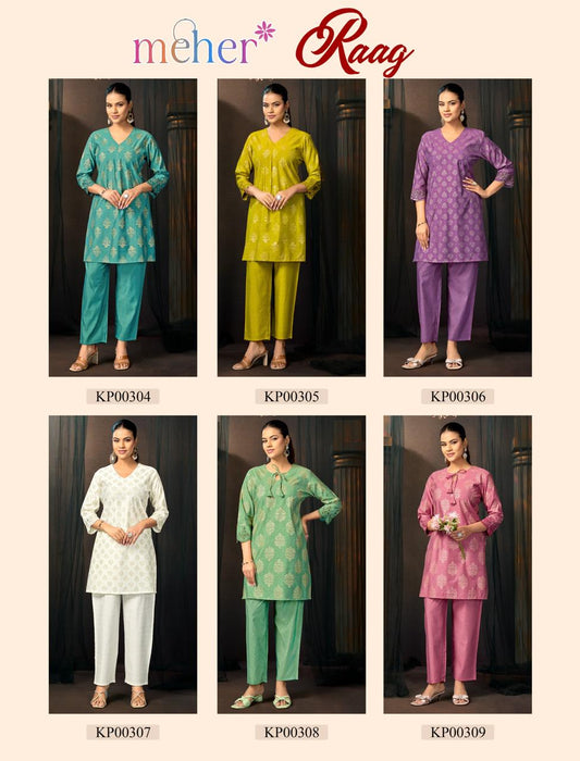 Raag Meher Roman Silk Co Ord Set Supplier Ahmedabad