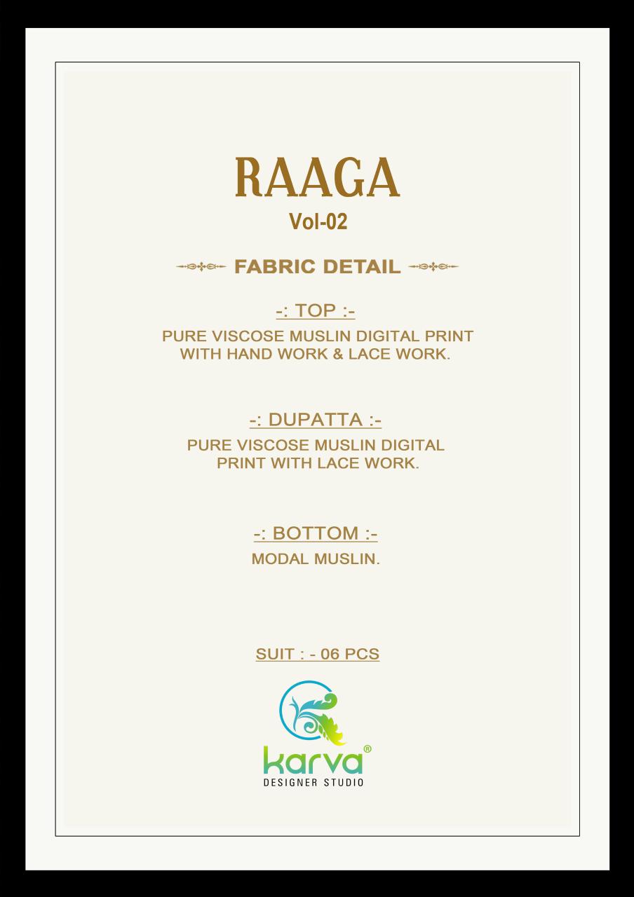 Raaga Vol 2 Karva Designer Studio Viscose Maslin Pant Style Suits Wholesaler Ahmedabad