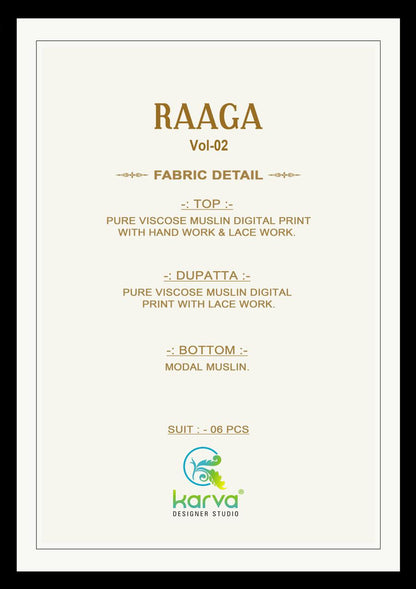 Raaga Vol 2 Karva Designer Studio Viscose Maslin Pant Style Suits Wholesaler Ahmedabad