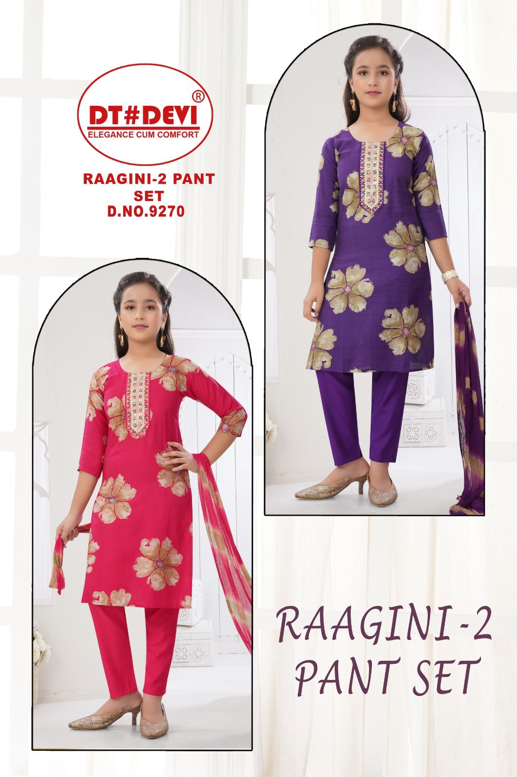 Raagini 2 Dn 9270 Dt Devi Vetican Girls Readymade Pant Suits Wholesale Rate