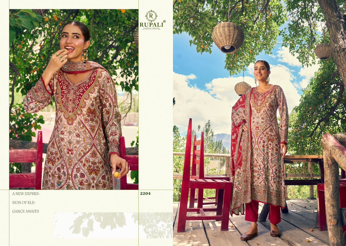 Raaha Rupali Viscose Pashmina Suits Exporter
