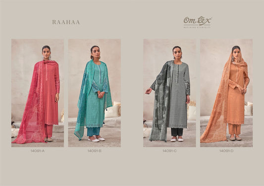 Raahaa Omtex Lawn Cotton Pant Style Suits Exporter