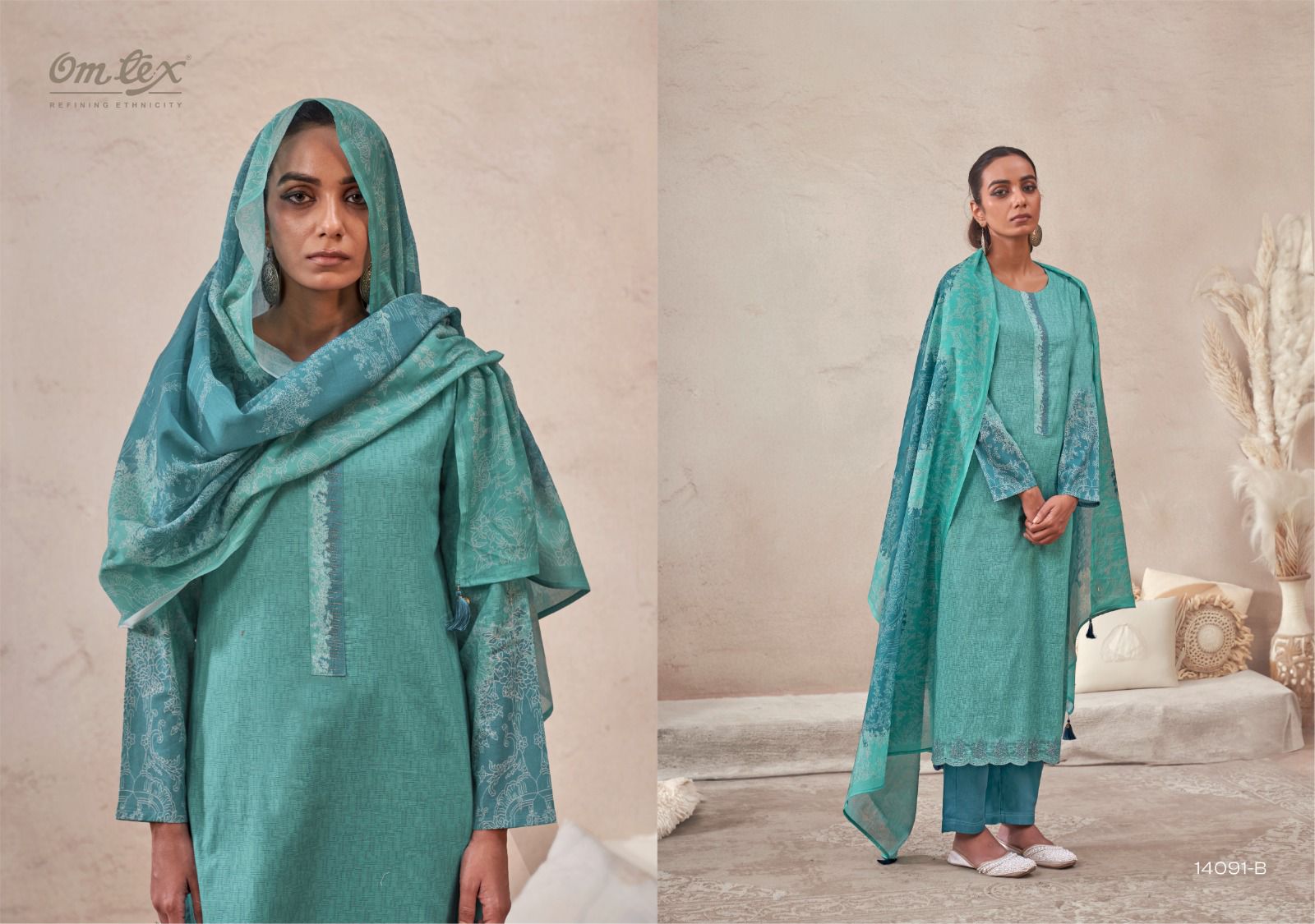 Raahaa Omtex Lawn Cotton Pant Style Suits Exporter