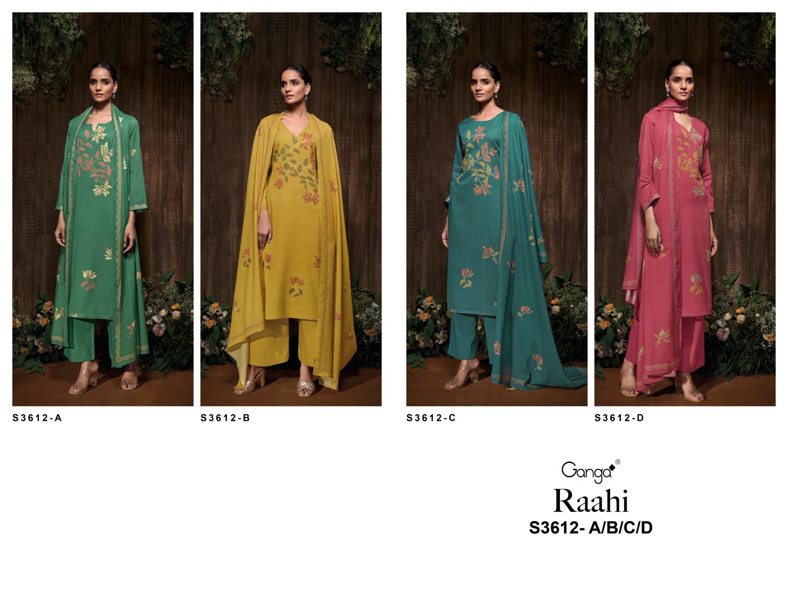 Raahi 3612 Ganga Premium Cotton Plazzo Style Suits Wholesale Price