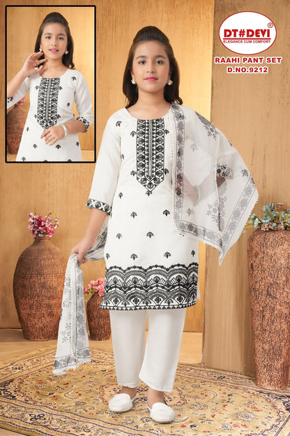 Raahi Dn 9212 Dt Devi Roman Silk Girls Readymade Pant Suits Wholesaler Ahmedabad