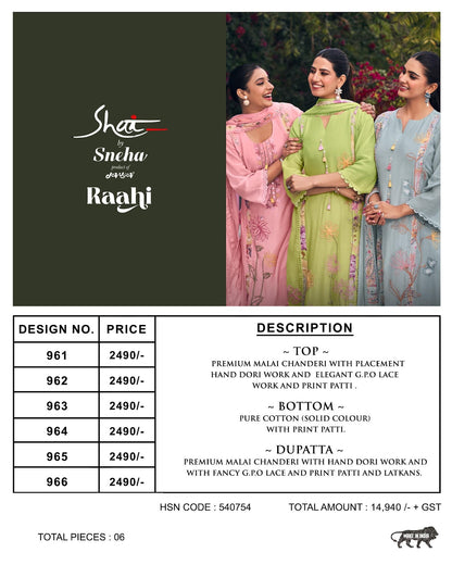 Raahi Jay Vijay Shai Chanderi Pant Style Suits Supplier